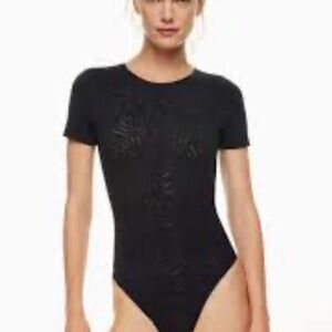 Babaton Black Shapelace Crew Bodysuit